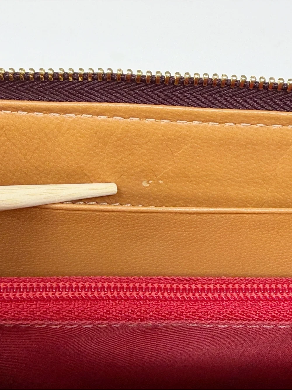 Tusk Croc Embossed Leather Double Zip Around Continental Wallet Burgundy
